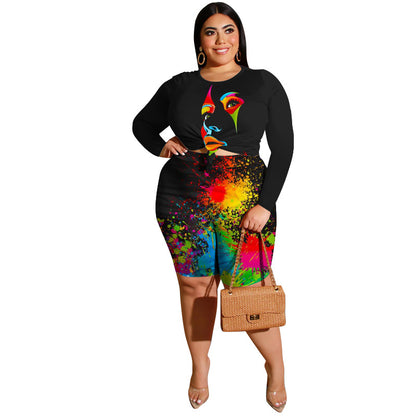 Women's Fashionable Casual Two-Piece Set Printed Top And Shorts