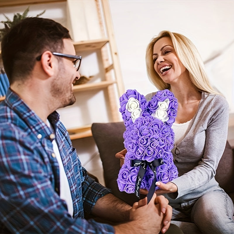 Eternal Flower Confession Rabbit - Artificial Rose Bouquet Gift Box, PE Simulation Roses for Valentine's Day, Christmas, Mother's Day, Hanukkah, Juneteenth - Romantic Plastic Floral Arrangement for Wife, Girlfriend, Proposal,