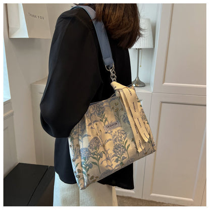 Large Shoulder Bag Summer Flower Young Women's Canvas