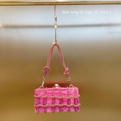 Rhinestone Acrylic Lock Box Bag Portable