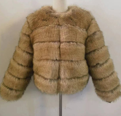 Faux Fox-fur Patchwork Thickened Warm Fur Coat