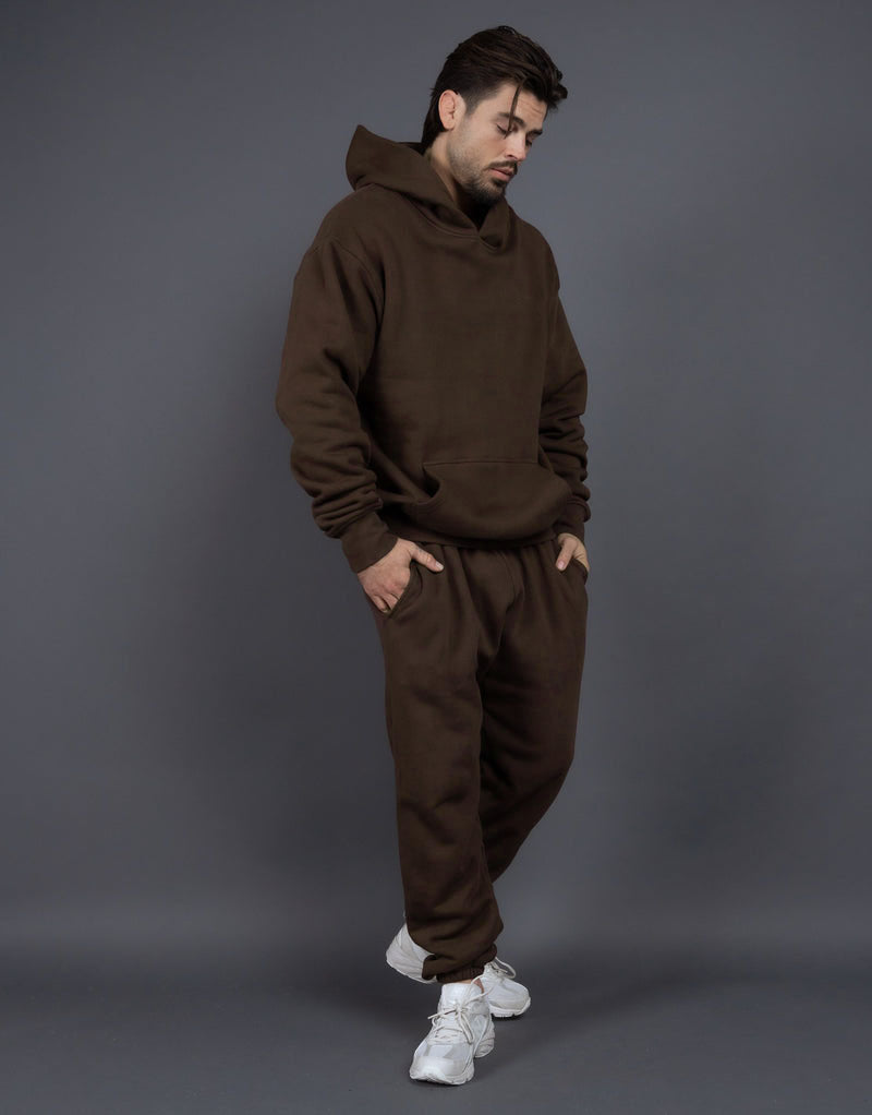 Men's Casual Loose Solid Color Hooded Sweatshirt Pants