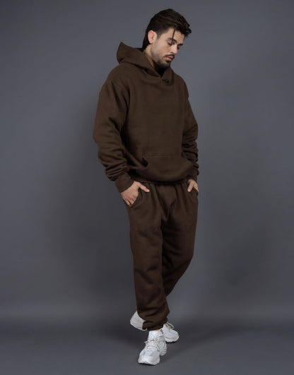 Men's Casual Loose Solid Color Hooded Sweatshirt Pants
