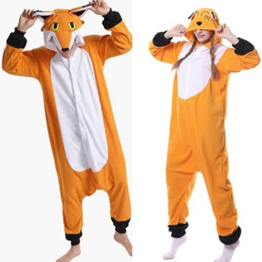 Orange Fox Gentleman Animal Onesie Pajamas Couples' Stage Performance Outfits For Halloween Performances