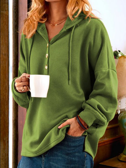 Short Casual Hooded Solid Color Cotton Commuter Sweater