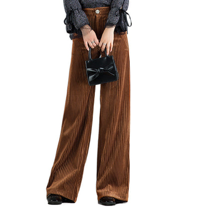 Golden-thread Velvet Floor-length Wide-leg Pants