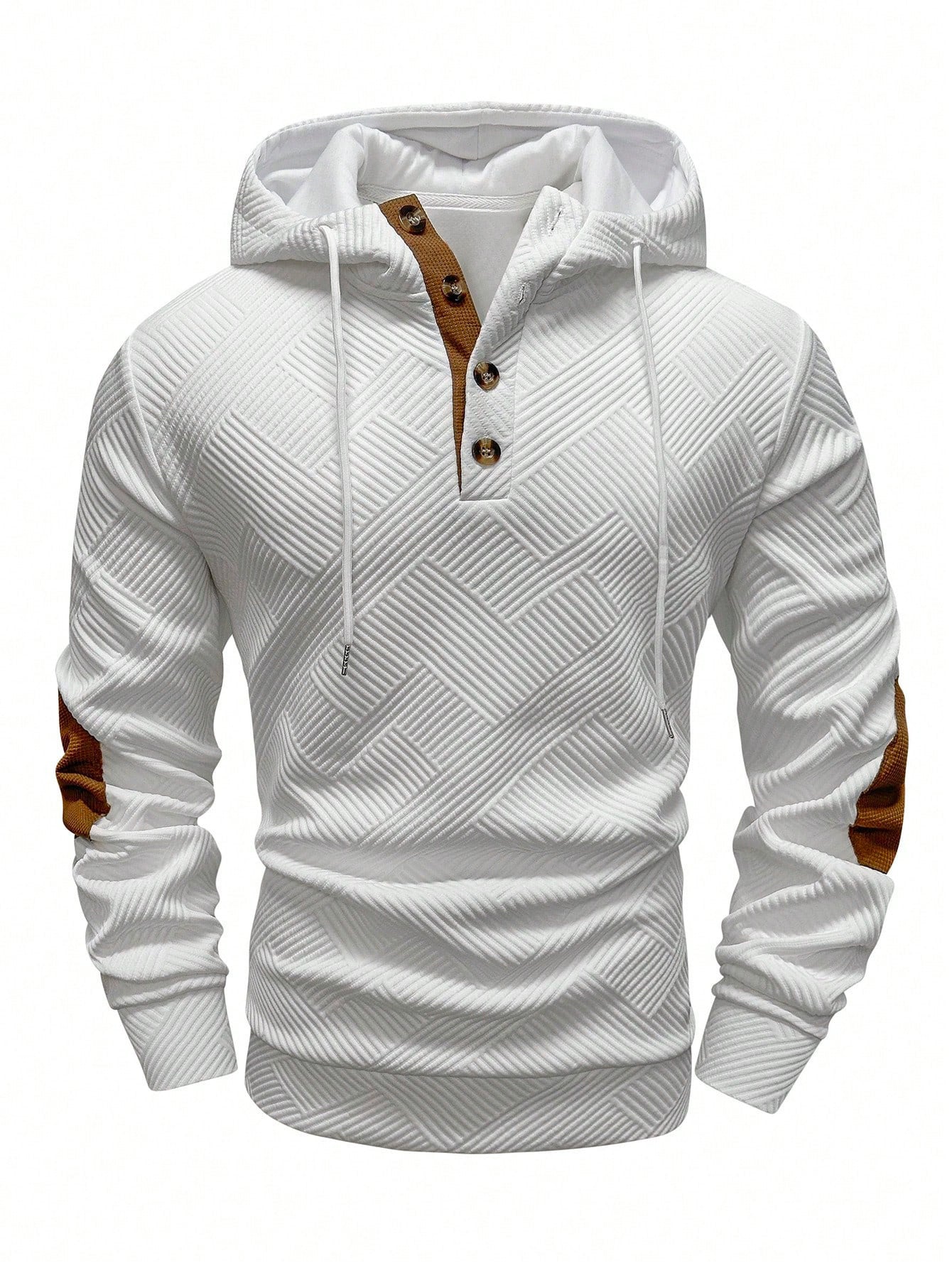 Premium Men's Jacquard Hooded Sweater - Casual Pullover Hoodie for Sports & Leisure