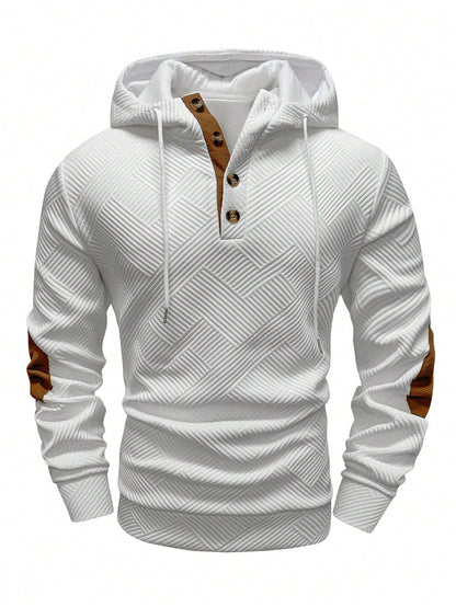 Premium Men's Jacquard Hooded Sweater - Casual Pullover Hoodie for Sports & Leisure