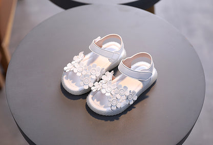 Adorable Girls Flower Sandals - Cute & Comfortable with Non-slip Soft Sole - Secure Slip-on Hook & Loop Fastener - Perfect for Playful Summer Days