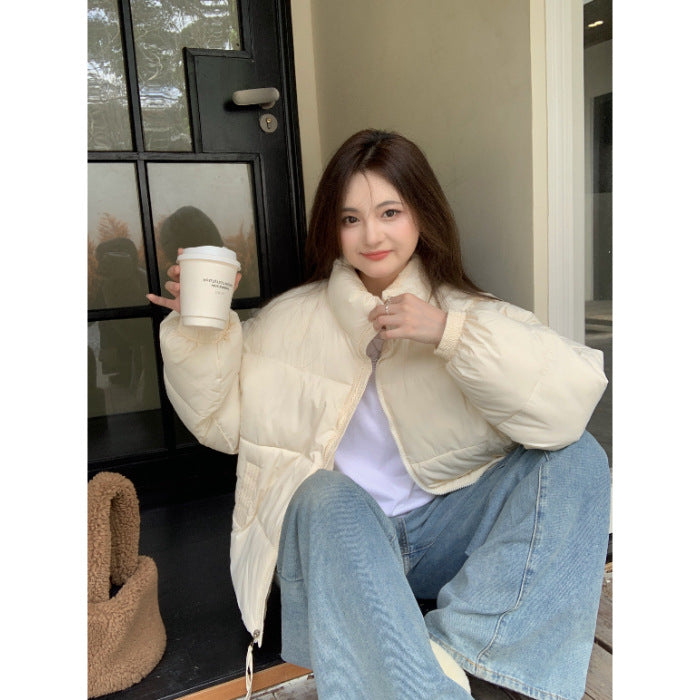 Cute Stand-up Collar Puffer Jacket For Women