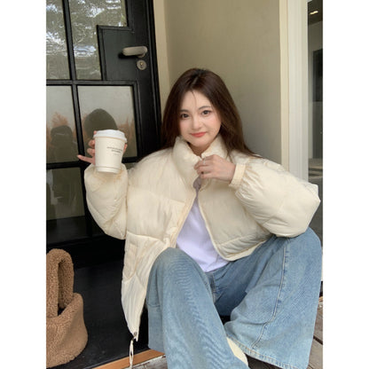 Cute Stand-up Collar Puffer Jacket For Women