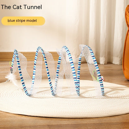 Folded Cat Tunnel S Type Cats Tunnel Spring Toy Mouse Tunnel Cat Outdoor Cat Toys For Kitten Interactive Cat Supplies