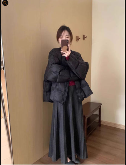 Gray Knitted Temperament Long Dress Suit