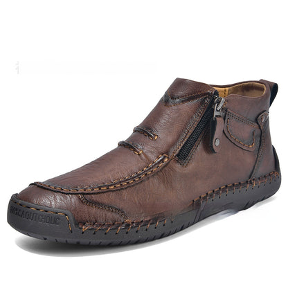 Men's Flats Ankle Boots Fashion Casual Side-zipper Boot Temperament Commuter Shoes