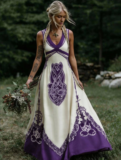 Women's V-Neck Ethnic-style Artistic Sleeveless Printed Dress