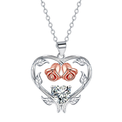 Heart-shaped Rose Pendant Necklace Valentine's Day Gift