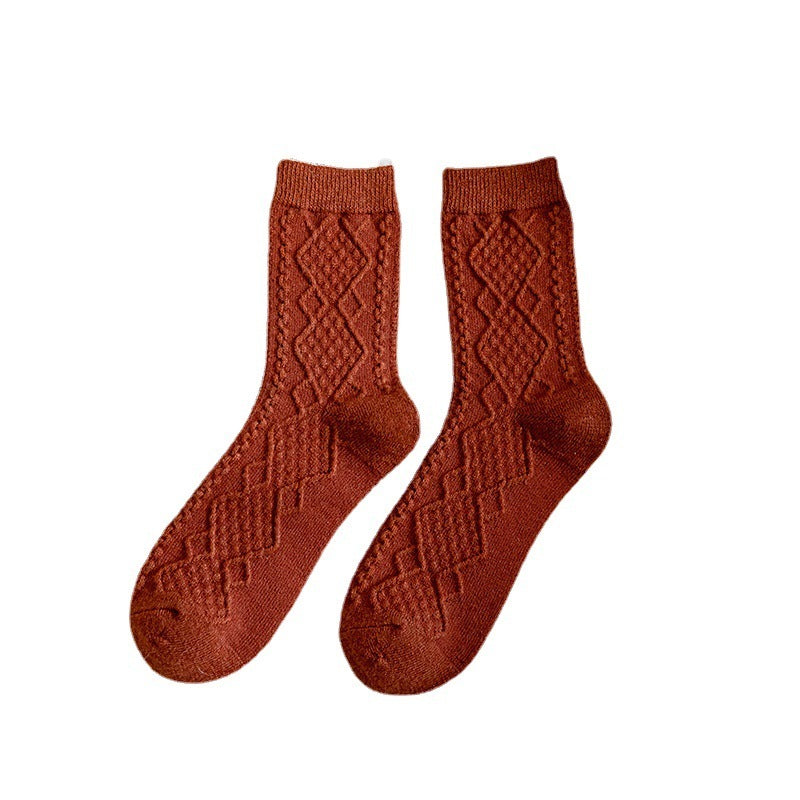 Solid Color Fashion Warm Classic Pattern Wool Socks