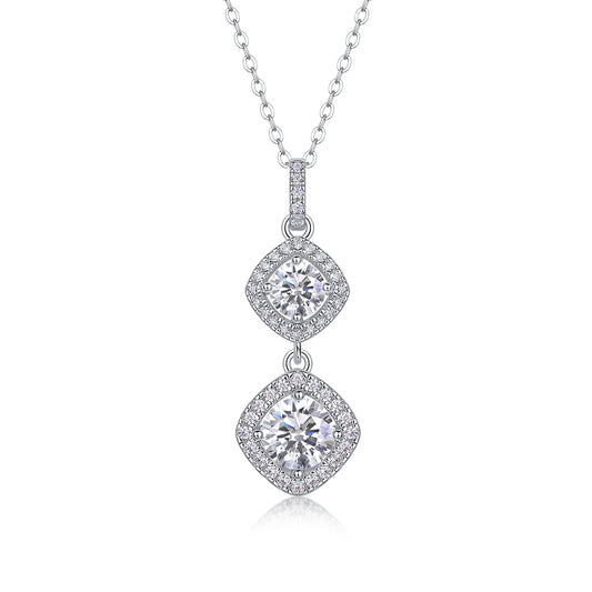 Snow Field Fairyland - A Fashionable And Light Luxury Jewelry Pendant Necklace Set With Top-quality Moissanite, S925 Silver Plated Platinum