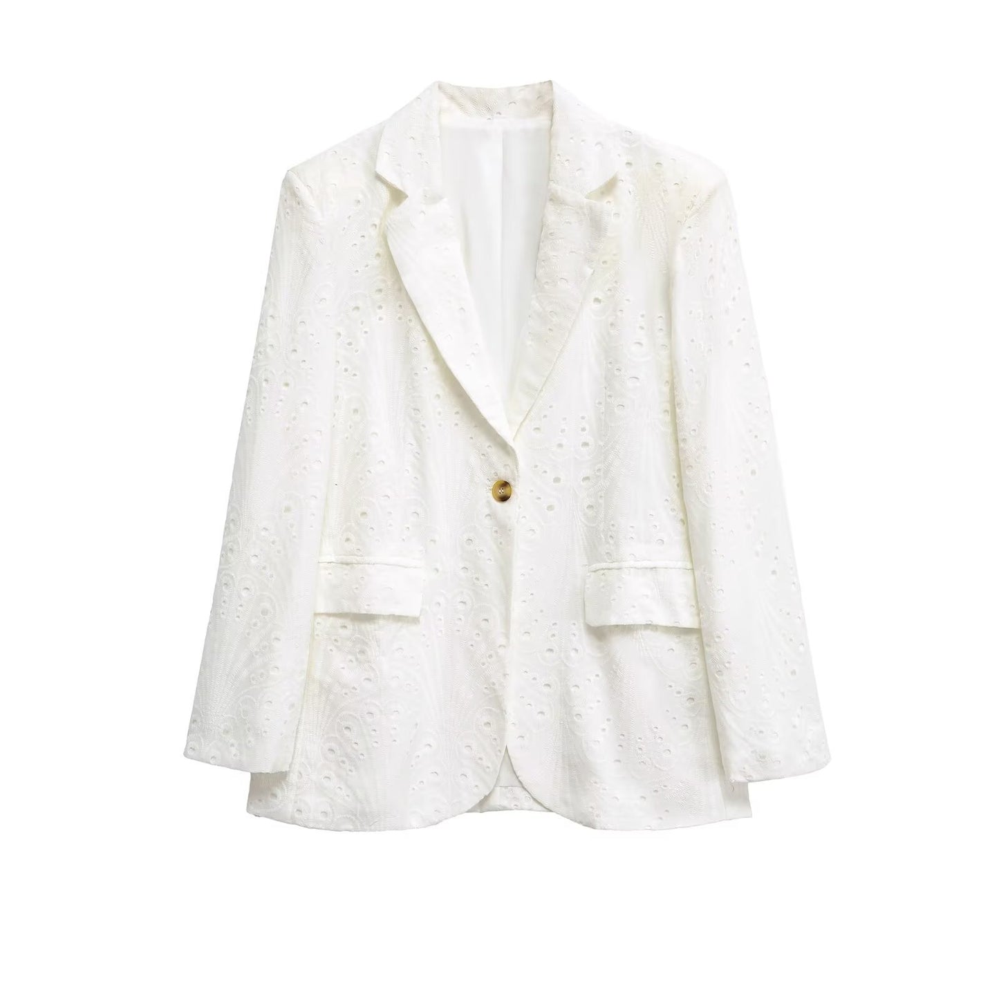 Casual Embroidered Hollow Out Single Breasted Jacket
