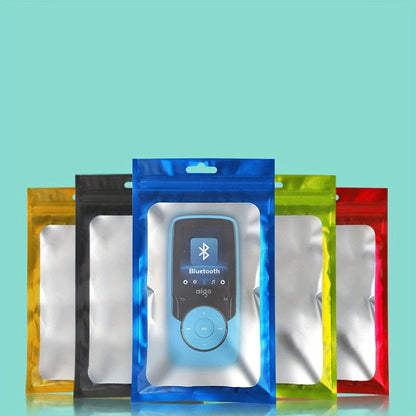 [Holographic Zipper Lock Bags] 100-Pack Holographic Zipper Lock Resealable Bags | Moisture-Proof Aluminum Foil Polyester Film Flat Transparent Window Pouch for Electronics/Jewelry/Cosmetics Organization, 4 Size Options, Non-f