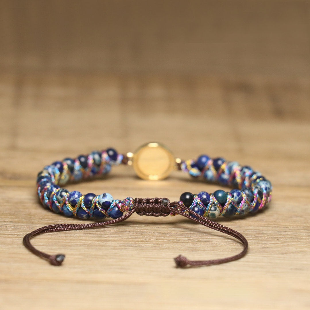 Retro Opal Natural Stone Bracelet, Double-layer Braided And Adjustable