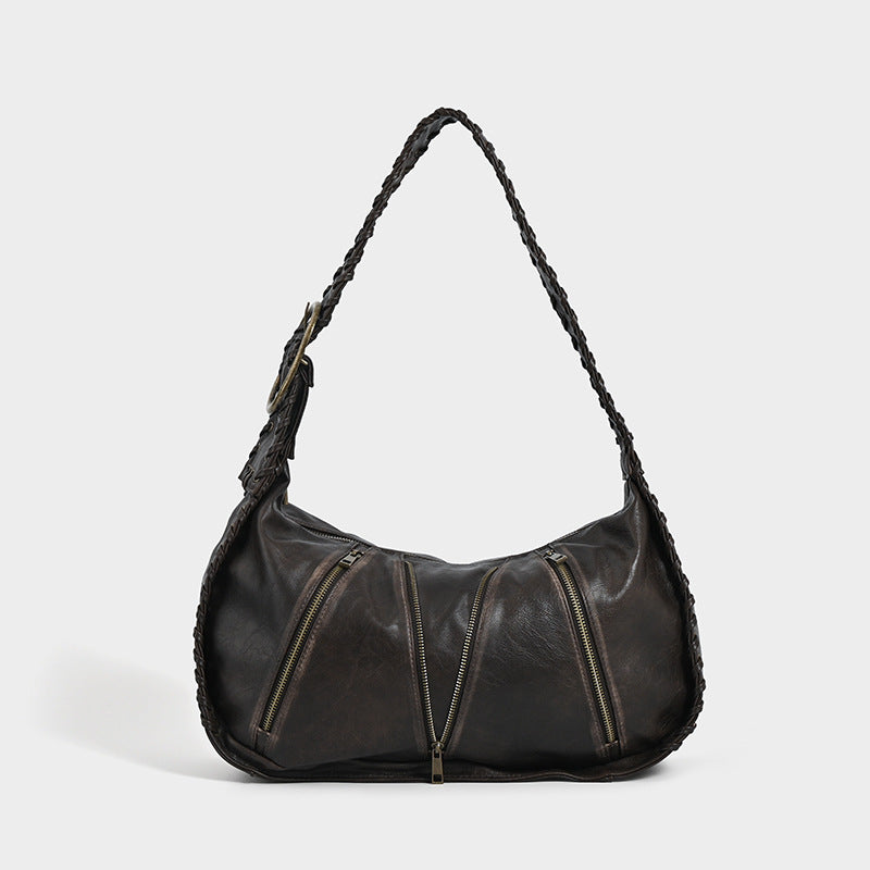 Vintage Weave New Niche Design Large Capacity Commuter Shoulder Bag