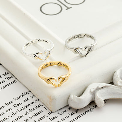 Premium 18K Gold Plated Heart Ring - Adjustable Promise Ring for Women & Teen Girls