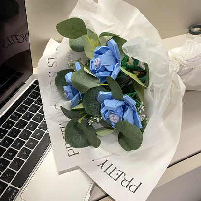 Assembled Building Blocks Flower Rose Holding Valentine's Day Gift