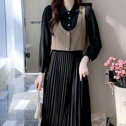 Fashionable Western-style Waistcoat Suit For Women With Small Mid-length Long Sleeves