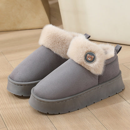 Ankle Wrap Cotton Slippers Thickened Couple Non-slip Warm Cotton Shoes