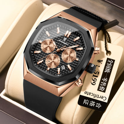 Multifunctional Six-pin Calendar Men's Watch Large Dial
