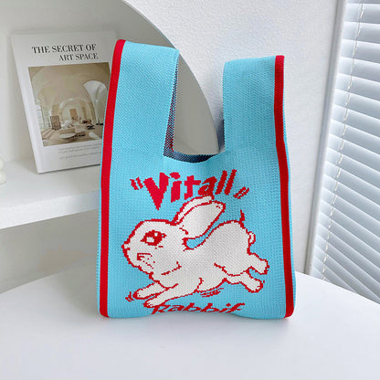 Moon Rabbit Knitted Shoulder Bag