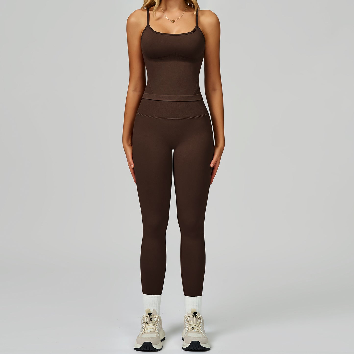 Women's Vest And Pants Color-blocking Yoga Set