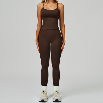 Women's Vest And Pants Color-blocking Yoga Set