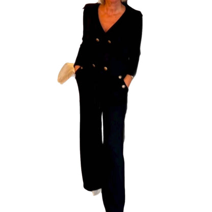 Women's Collar Button Solid Color Professional Suit