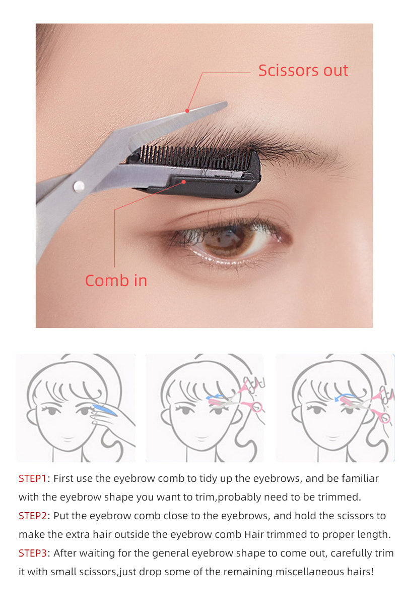 Eyebrow Trimmer Scissor with Comb Facial Hair Removal Grooming Shaping Shaver Cosmetic Makeup Accessories, Eyebrow Grooming Kit, Scissers for Eyebrow, Eyebrow Kit for Women, Eyebrow Stamp Kit Set, Eyebrow Clippers
