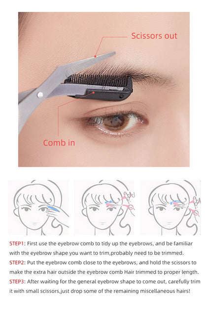Eyebrow Trimmer Scissor with Comb Facial Hair Removal Grooming Shaping Shaver Cosmetic Makeup Accessories, Eyebrow Grooming Kit, Scissers for Eyebrow, Eyebrow Kit for Women, Eyebrow Stamp Kit Set, Eyebrow Clippers