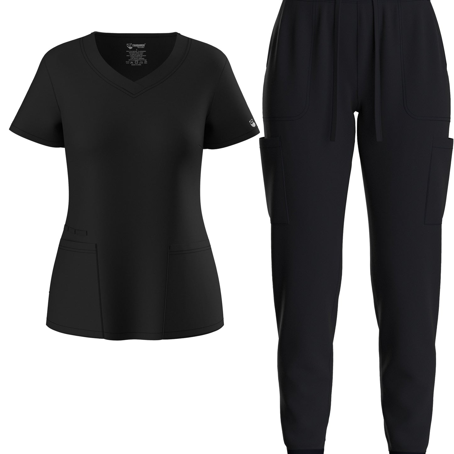 Premium Medical Scrubs Set - V-Neck Top & Drawstring Pants | Professional Healthcare Uniform for Women