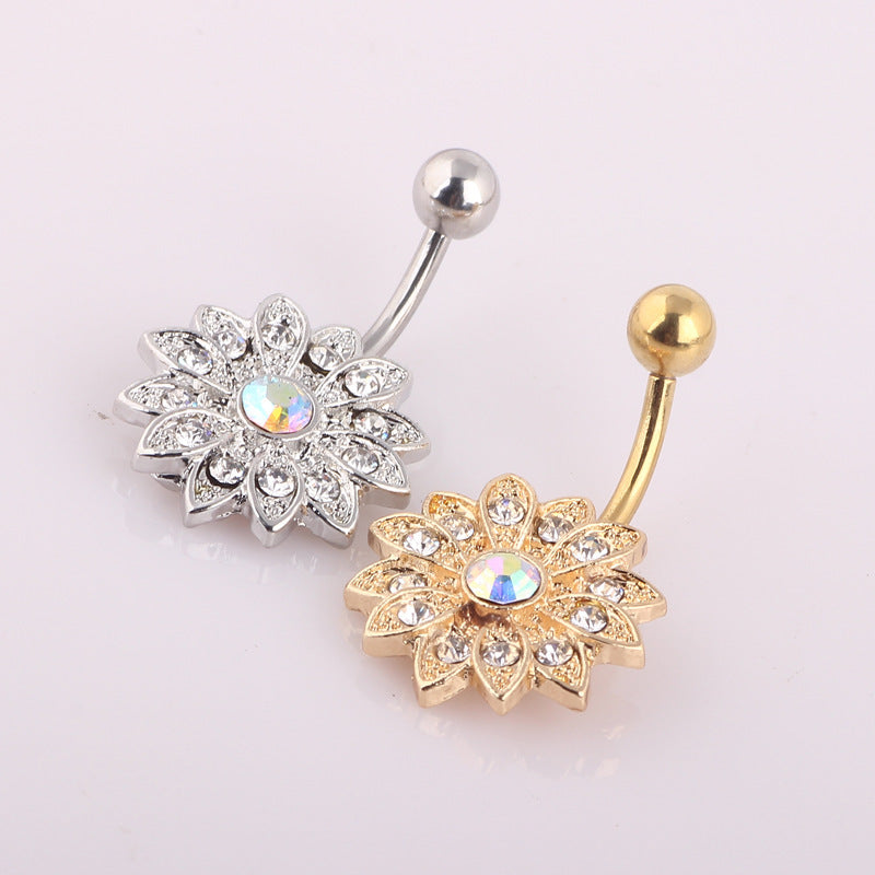 Flower Shape Belly Ring Human Body Piercing Accessories