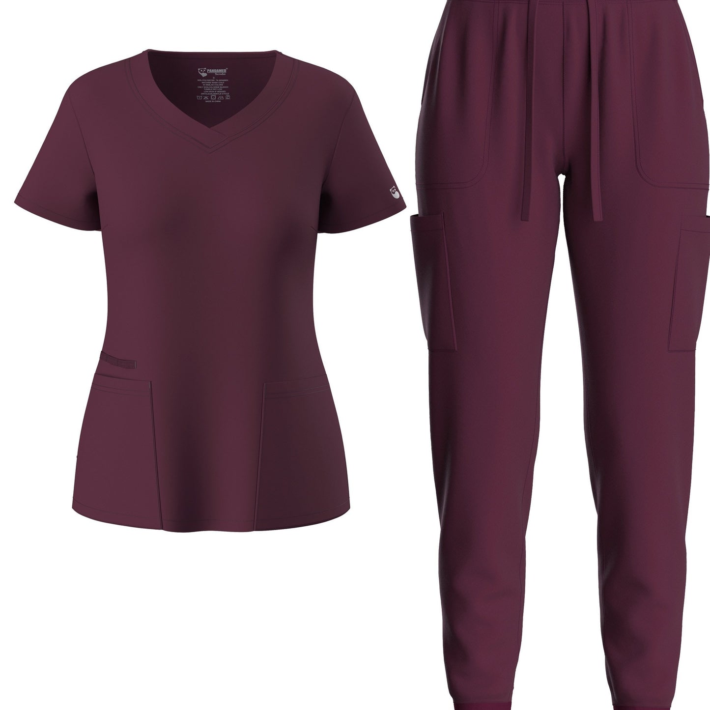 Premium Medical Scrubs Set - V-Neck Top & Drawstring Pants | Professional Healthcare Uniform for Women