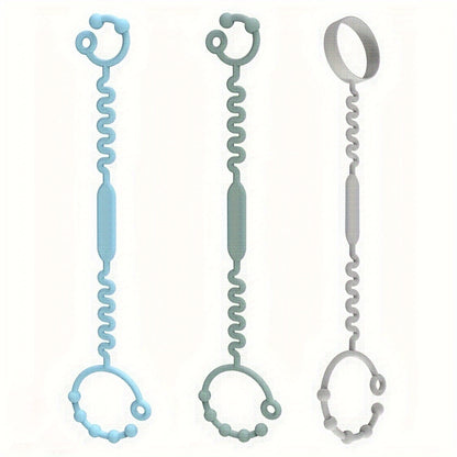 3-Pack BPA-Free Silicone Safety Straps for Babies: Secure Teething, Sippy Cups, & Accessories on Strollers, High Chairs, Car Seats