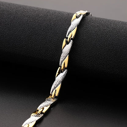 Men's Premium Dragon Pattern Bracelet - Adjustable 7mm Magnetic Black Alloy Jewelry