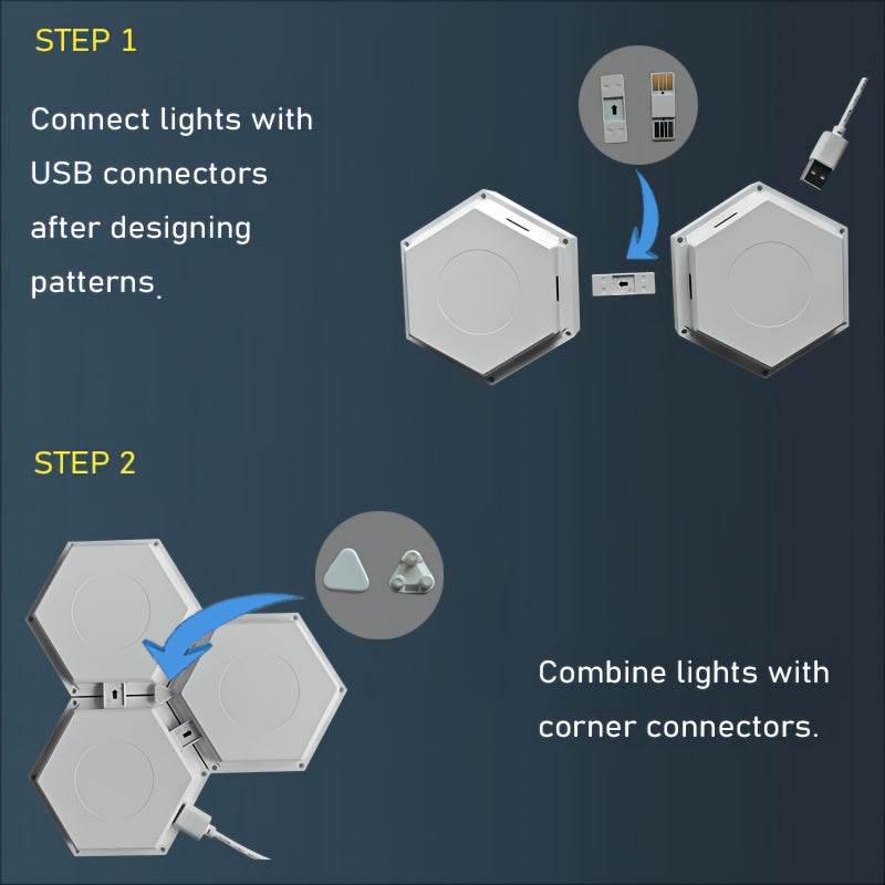 Hexagonal LED Wall Lights 6-Pack - Touch Control Modern Ambient Lighting