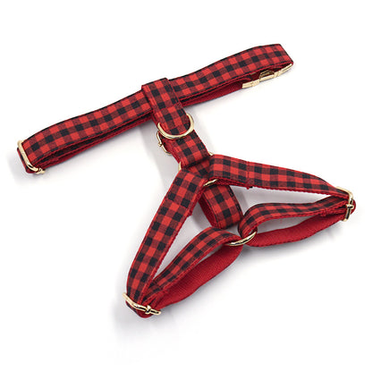 Red And Black Plaid Gold Buckle Pet Chest And Back Cover