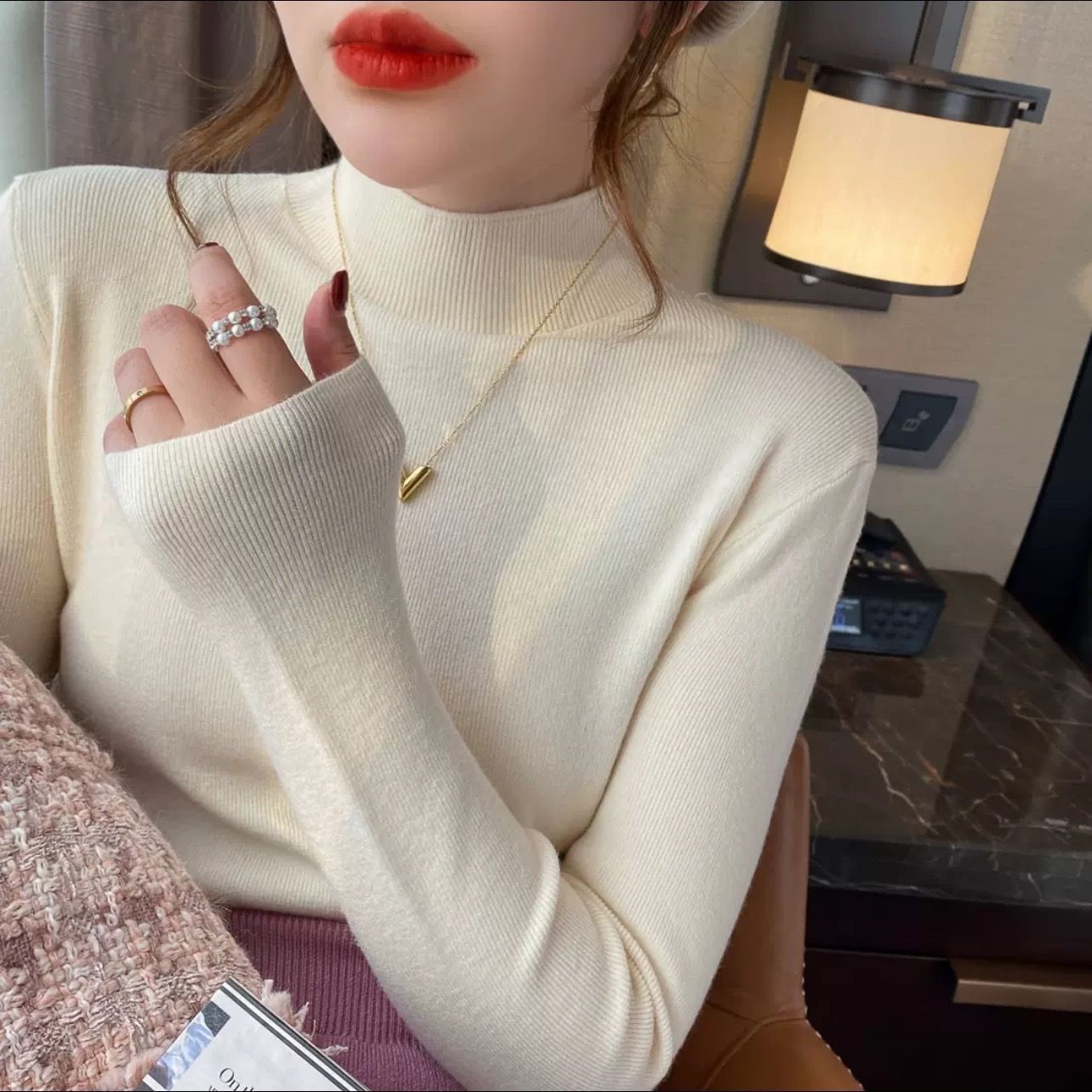 Inner Knitted Bottoming Shirt Slim Fit Slimming Long Sleeves Versatile Western Style Top
