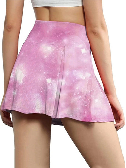 Summer Skort Solid Shorts, Sexy High Waist Fashion Sports Biker Running Yoga Skort Shorts, Women's Clothing