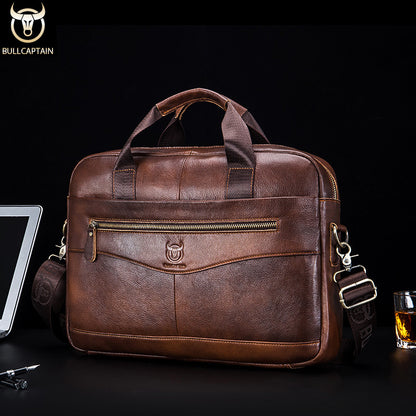 Premium Leather Messenger Bag - Large Capacity Business Briefcase for Men | BULLCAPTAIN