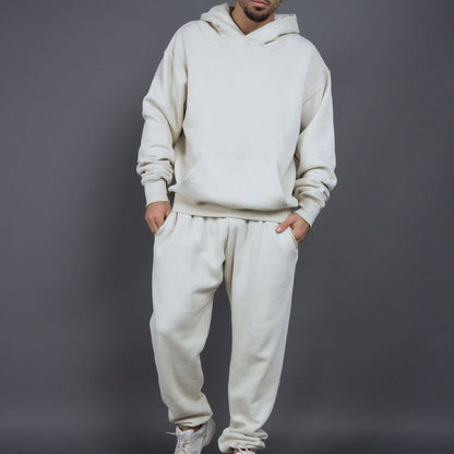 Men's Casual Loose Solid Color Hooded Sweatshirt Pants