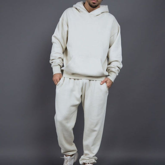 Men's Casual Loose Solid Color Hooded Sweatshirt Pants