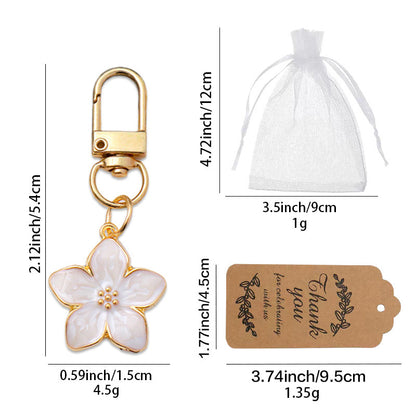 Colorful Oil Necklace Pearlescent Five Petal Flower Cherry Blossom Keychain Bag Pendant